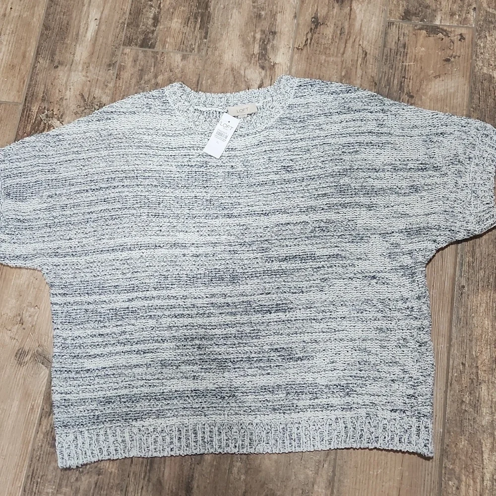 NWT  Loft outlet XL Short Sleeve Sweater Marled Gray - Picture 10 of 10